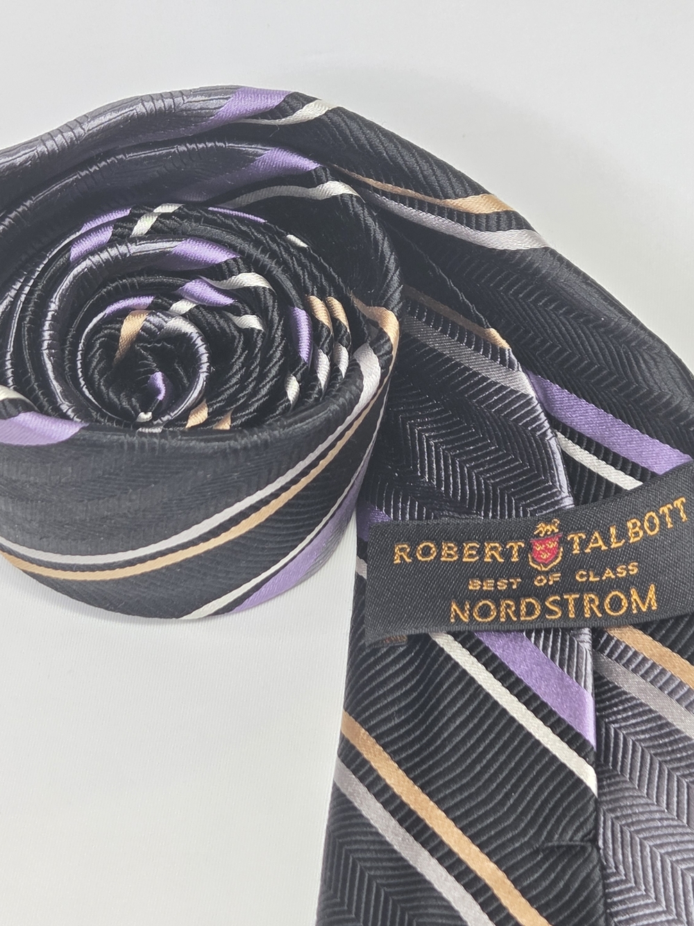 Robert Talbott Nordstrom Best Of Class Black & Purple Striped Men's Tie 3.25x59
